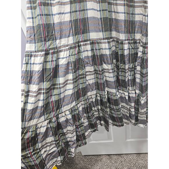 Julie Brown NYC Plaid Tiered Maxi Dress Holiday Winter Christmas Sz XL Green Red - Picture 3 of 8